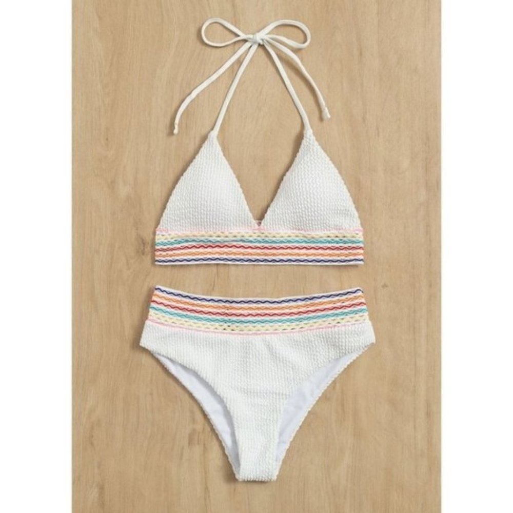 Ribbed Rainbow Halter Bikini - Picture 5 of 6